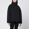 Herno Oversized Metallic Crinkle Jacket With High Collar In Black