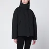 Herno Oversized Metallic Crinkle Jacket With High Collar In Black