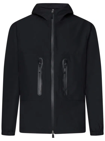 Herno Black Laminated Fabric Hooded Jacket