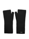 Herno Gloves In Cob Stitch Carded Wool In Black