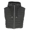 Herno Lurex Sleeveless Hooded Drawstring Jacket In Black