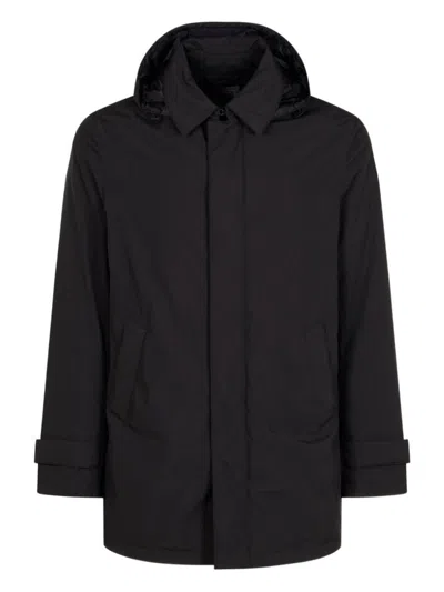 HERNO BLACK MIDI HOODED JACKET