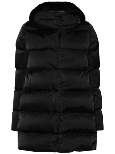 Herno Women Midi Hooded Down Jacket In Black