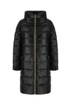 Herno Long Jacket In Satin And Lady Alternative Fur In Black