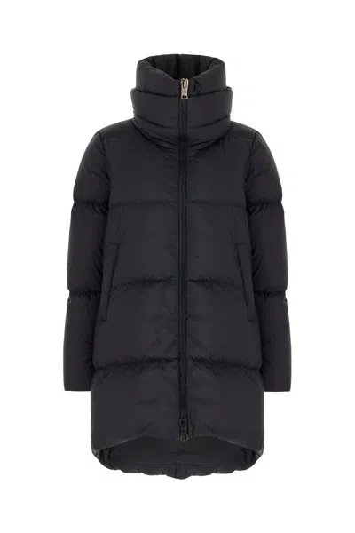 Herno Boxy Black Down Jacket With Padded Collar And Quilted Design In Blue