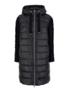 Herno Long Black Hooded Coat In Nylon Woman In Black