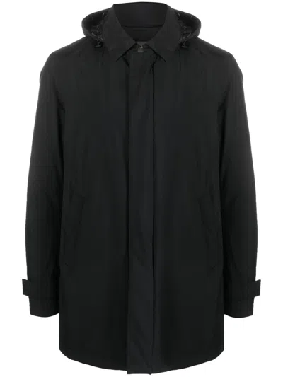 HERNO HERNO BLACK PADDED JACKET WITH DETACHABLE HOOD