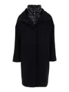 Herno Black Padded Single-breasted Coat In Mixed Of Tech Materials Woman In Multicolor