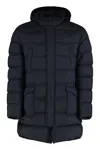 Herno Hooded Techno Fabric Down Jacket In Blue