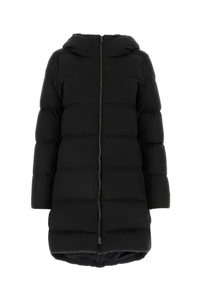 Herno Black Down Jacket With Fixed Hood And Quilted Design In Tech Fabric Woman