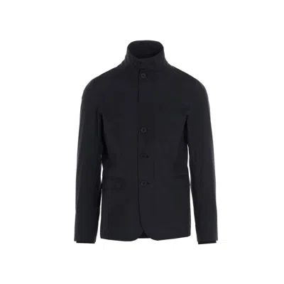 Herno Black Polyester Full-length Jacket In Blue