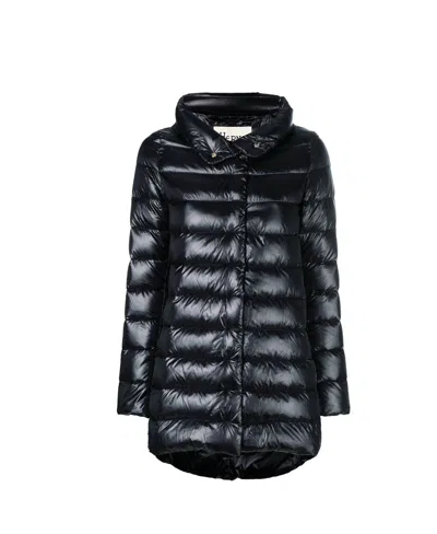 Herno Amelia Water-resistant Ultralight Nylon A-line Puffer Jacket In Black