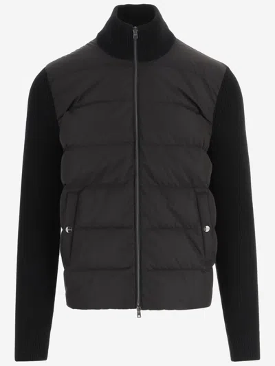 Herno Men Two-material Puffer Jacket In Black