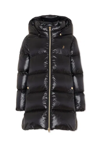 Herno Kids' Black Quilted Jacket For Girl In Multi
