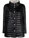 Herno Black Down Jacket With Snap Buttoned High Neck In Tech Fabric Woman In Black