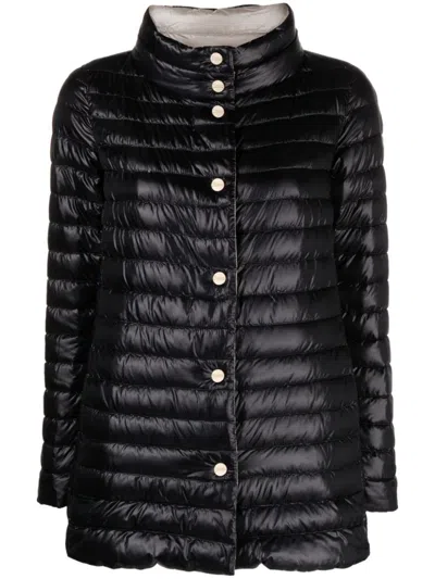 HERNO BLACK REVERSIBLE A-SHAPE JACKET