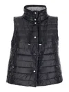 Herno Black Reversible Sleeveless Vest With High Drawstring Neck In Tech Fabric Woman