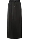 Herno Black Satin Long Skirt With Drawstring Waistband