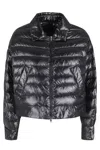 Herno Black Short Shirt-collar Zip-front Polyamide Down Jacket In Black