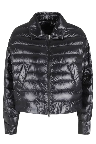 Herno Black Short Shirt-collar Zip-front Polyamide Down Jacket