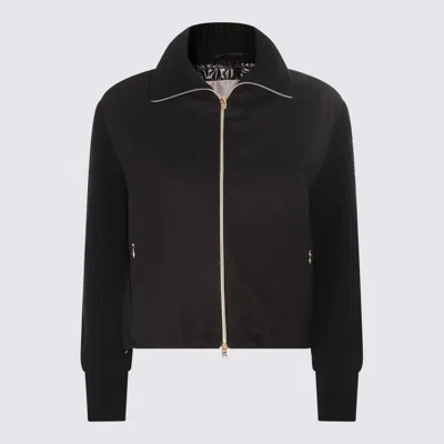 Herno Black Silk And Cashmere Blend Down Jacket In Negro