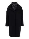 Herno Black Padded Single-breasted Coat In Mixed Of Tech Materials Woman In Black