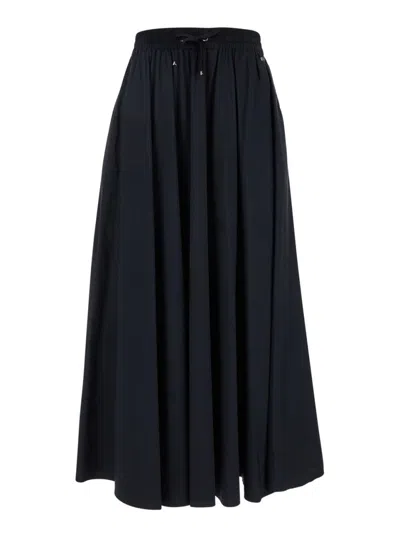 Herno Women Black Skirt With Elastic Drawstring Waist In Tech Fabric Stretch Woman