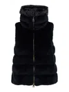 Herno Faux Fur Down Puffer Vest In Black