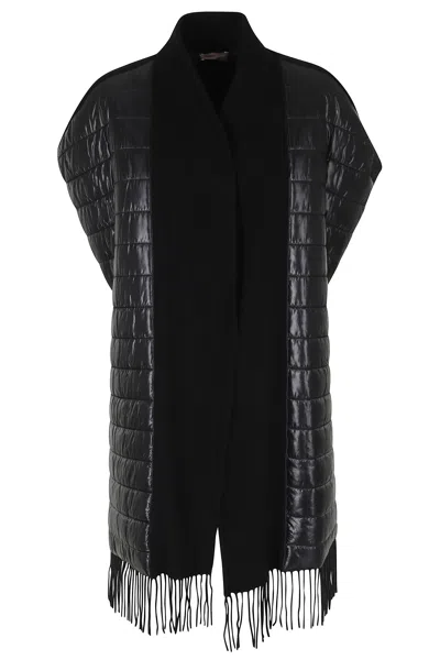 Herno Black Sleeveless Fringe Hem Wool-blend Vest