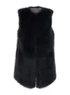 Herno Black Sleeveless Vest With Concealed Closure On The Front In Ecofur Woman In Black