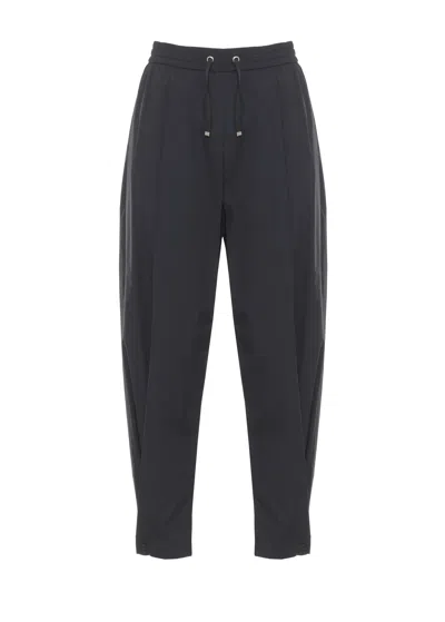 Herno Black Stretch Tech Fabric Straight-leg Pants