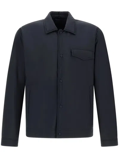 Herno Black Structured Minimalist Tailored Cotton Jacket In Transparent
