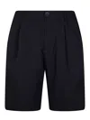 Herno Black Technical Coulisse Textured Pattern Shorts In Blue