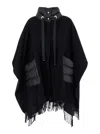 Herno Black Wool And Nylon Cape