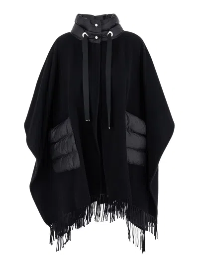 Herno Black Wool And Nylon Cape