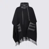 Herno Wool Poncho With Down Details In Black