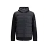 Herno Men Quilted Bomber Jacket With Wool Sleeves In Black