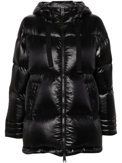 HERNO BLACK ZIP-UP PUFFER JACKET