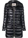 Herno Black Puffer Jacket With Horizontal Quilting And High Collar In Animal Print