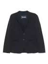 Herno Tailored Single-breasted Jacket With Notched Lapels In Dark Blue