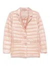 Herno Quilted Single-breasted Blazer With Shiny Finish In Light Pink