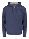 Herno Hooded Coat Drawstring Hood Elastic Cuffs In Blue