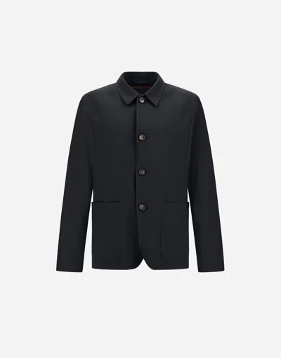 Herno Blazer In Cashmere And Silk In Blue