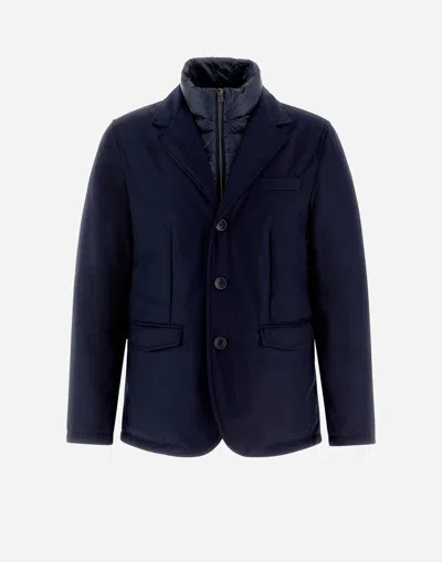 Herno Blazer In New Business Membranated In Navy Blue