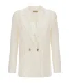 Herno Double-breasted Linen Blazer In Neutral