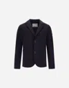 Herno Blazer In Stretch Tech Woven In Blu Navy
