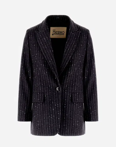 Herno トゥインクル ピンストライプ ブレザー In Grey