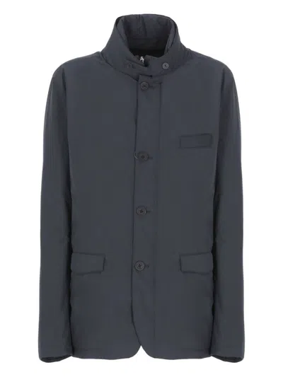 Herno Padded Jacket With High Neck And Pockets In Blue