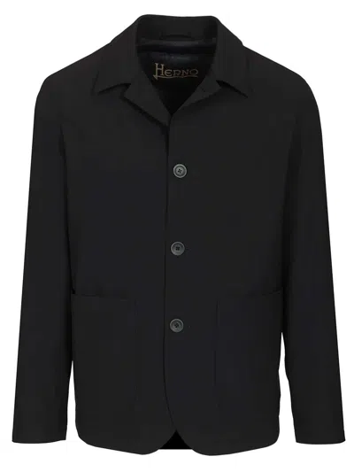 Herno Blazer Light Stretch Wooly Jackets Blue In Black