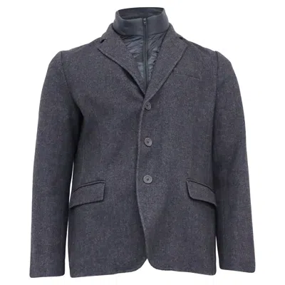 Herno Blazer With Removable Quilted Shell Gilet In Gray Cashmere